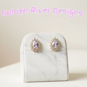 18K Gold Plated Zircon Teardrop Earrings